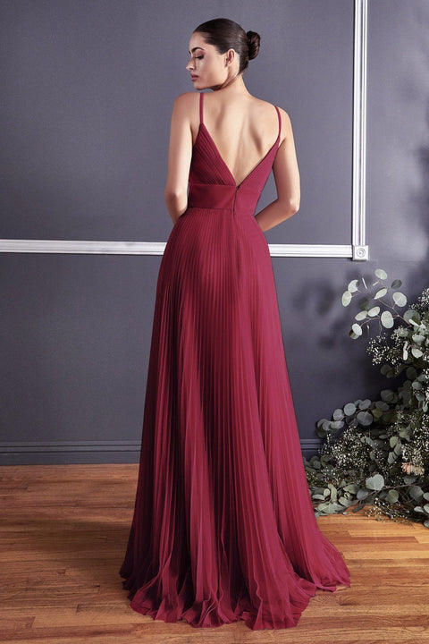 Plus Size Long Pleated Tulle Dress by Cinderella Divine CD184