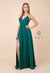 Vestido Largo Talla Grande con Escote en Pico y Abertura de Nox Anabel R275P