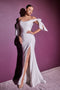 Vestido blanco con hombros descubiertos de talla grande de Cinderella Divine CD944WC