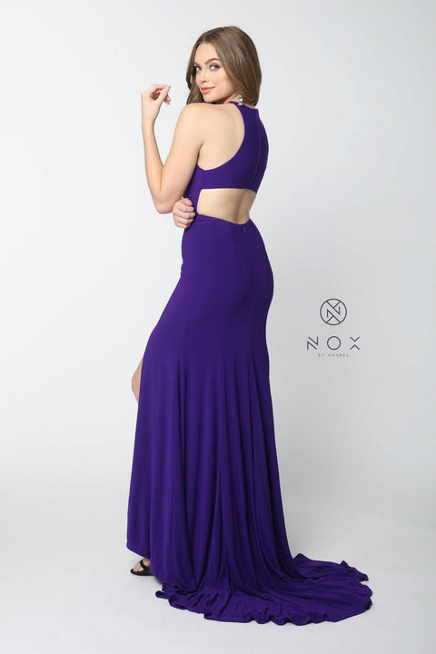 Long Racerback Jersey Dress with Slit by Nox Anabel Q131