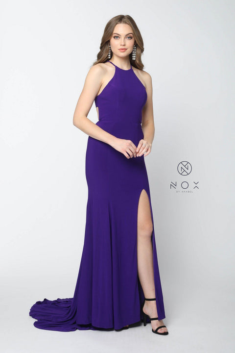 Long Racerback Jersey Dress with Slit by Nox Anabel Q131