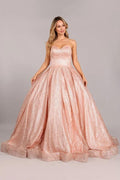 Strapless Rose Gold Glitter Ball Gown by Cinderella Couture