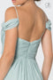 Elizabeth K GL2824's Long A-line Dress with Ruched Details and Cold Shoulder Design