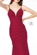 Elizabeth K GL1815's Sleeveless Ruched Long Fitted Dress