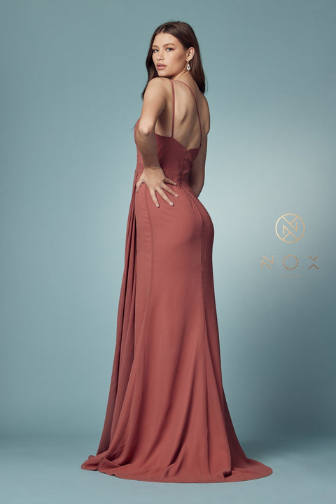 One Shoulder Ruched Long Dress by Nox Anabel E1005