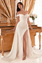 Graceful Off Shoulder Overskirt Bridal Gown: Ruched - Cinderella Divine WN315