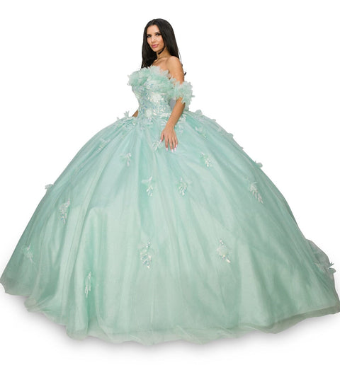 Off Shoulder Ruffle Elegance Gown - Cinderella Couture 8065J