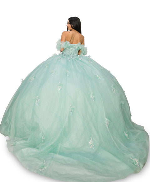 Off Shoulder Ruffle Elegance Gown - Cinderella Couture 8065J