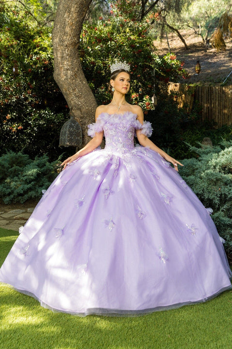 Off Shoulder Ruffle Elegance Gown - Cinderella Couture 8065J