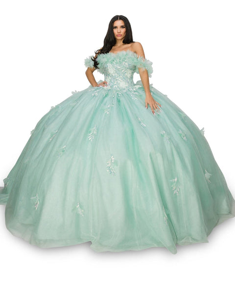Off Shoulder Ruffle Elegance Gown - Cinderella Couture 8065J