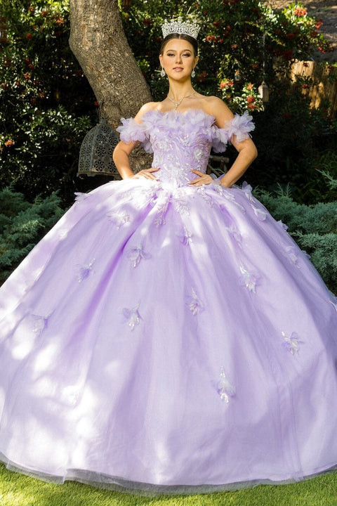 Off Shoulder Ruffle Elegance Gown - Cinderella Couture 8065J