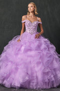 Cold Shoulder Ruffled Ball Gown by Juliet 1421