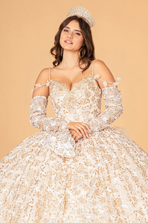 Ball Gown with Ruffled Floral Print by Elizabeth K GL3072