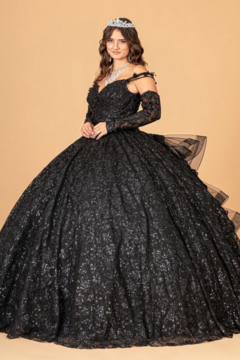 Ball Gown with Ruffled Floral Print by Elizabeth K GL3072