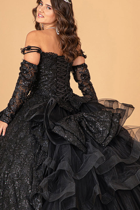 Ball Gown with Ruffled Floral Print by Elizabeth K GL3072