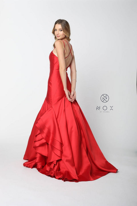 Sweetheart Ruffled Neckline Mermaid Gown by Nox Anabel C034