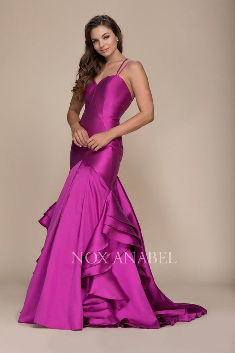 Sweetheart Ruffled Neckline Mermaid Gown by Nox Anabel C034