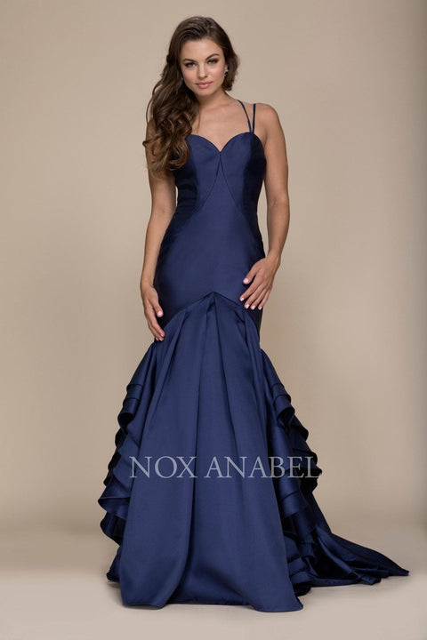 Sweetheart Ruffled Neckline Mermaid Gown by Nox Anabel C034
