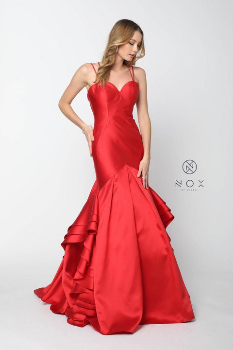 Sweetheart Ruffled Neckline Mermaid Gown by Nox Anabel C034