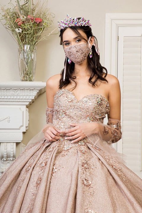 Ruffled Metallic Glitter Ball Gown by Elizabeth K GL1912