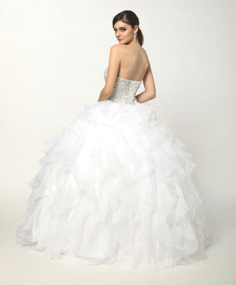 Strapless Ruffled Ball Gown with Bolero by Juliet 322