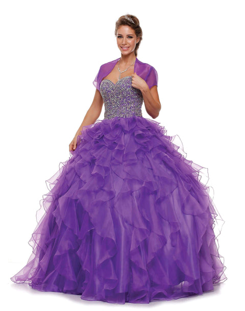 Strapless Ruffled Ball Gown with Bolero by Juliet 322