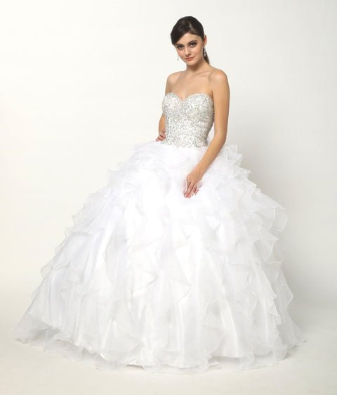 Strapless Ruffled Ball Gown with Bolero by Juliet 322