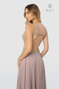 High-Neck Long Prom Dress with Open Back_S202 by Nox Anabel