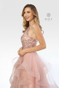 Long Embroidered with Tiered Tulle Skirt_S266 by Nox Anabel