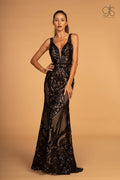 Sequin Applique V-Neck Mermaid Dress by Elizabeth K GL2551