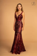 Sequin Applique V-Neck Mermaid Dress by Elizabeth K GL2551