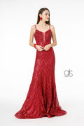 Elizabeth K GL2950's Trumpet Gown with Sequins and Deep V-Neckline