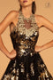 GLS Gloria GL2655's Evening Dress with Sequin-Adorned Floral Print and Halter Neckline
