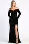 Adora 3058's Long Sleeve Off-Shoulder Gown with Sequins