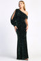 Adora 3070's Long Sleeve One-Shoulder Gown with Sequins