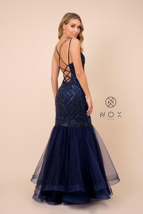 Mermaid Sequin Dress with Corset Back by Nox Anabel H399