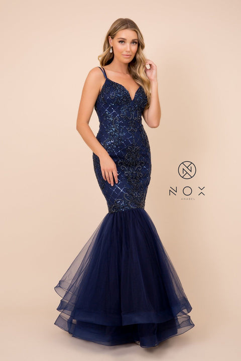Mermaid Sequin Dress with Corset Back by Nox Anabel H399