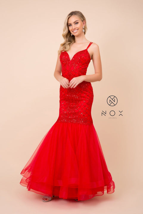 Mermaid Sequin Dress with Corset Back by Nox Anabel H399