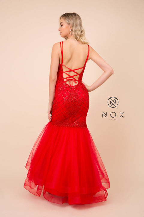 Mermaid Sequin Dress with Corset Back by Nox Anabel H399