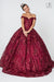 Elizabeth K GL2803's Ball Gown with Off-the-Shoulder Design and Sequin Pattern