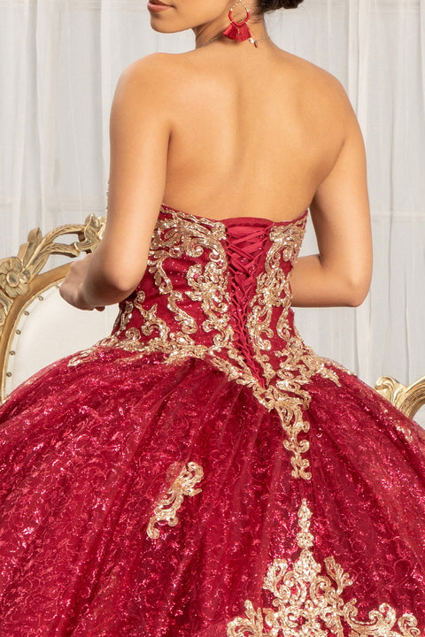 Strapless Sequin Print Ball Gown by Elizabeth K GL1987