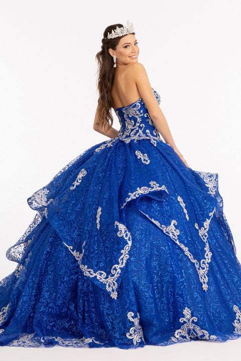 Strapless Sequin Print Ball Gown by Elizabeth K GL1987