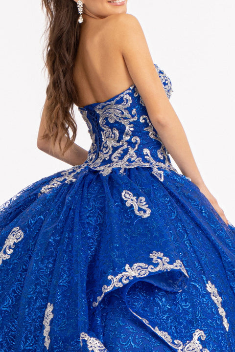 Strapless Sequin Print Ball Gown by Elizabeth K GL1987