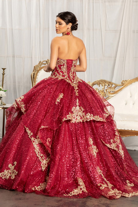 Strapless Sequin Print Ball Gown by Elizabeth K GL1987
