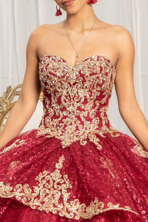 Strapless Sequin Print Ball Gown by Elizabeth K GL1987