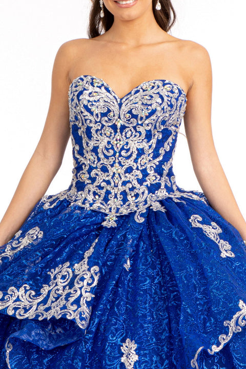 Strapless Sequin Print Ball Gown by Elizabeth K GL1987