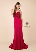 Trumpet Dress with Sheer Train and Sequined Lace by Nox Anabel E276