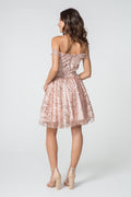 Elizabeth K GS2833's Glitter Dress with Sequined Off-Shoulder Detail