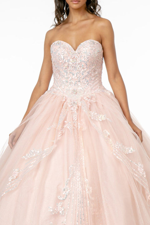 Sequined Sweetheart Strapless Ball Gown by Elizabeth K GL2947