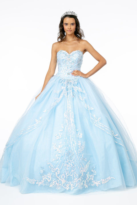 Sequined Sweetheart Strapless Ball Gown by Elizabeth K GL2947